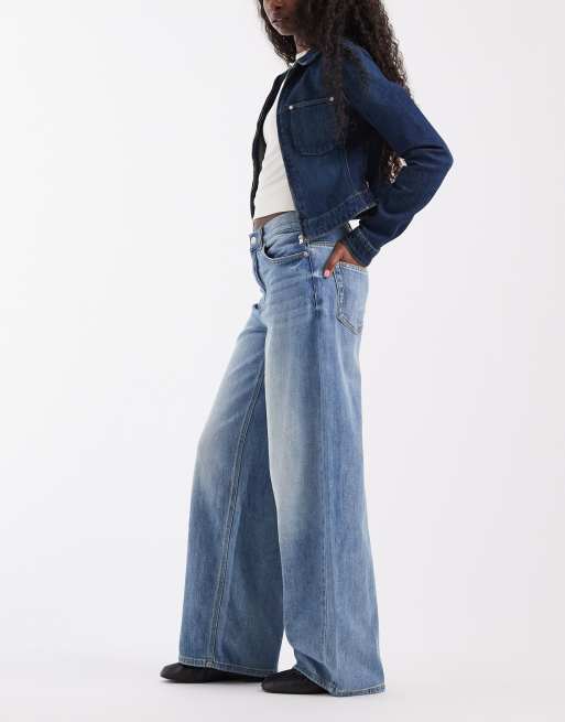 Vero Moda Vera jean large ample taille mi-haute en denim bleu moyen, 2 de 5