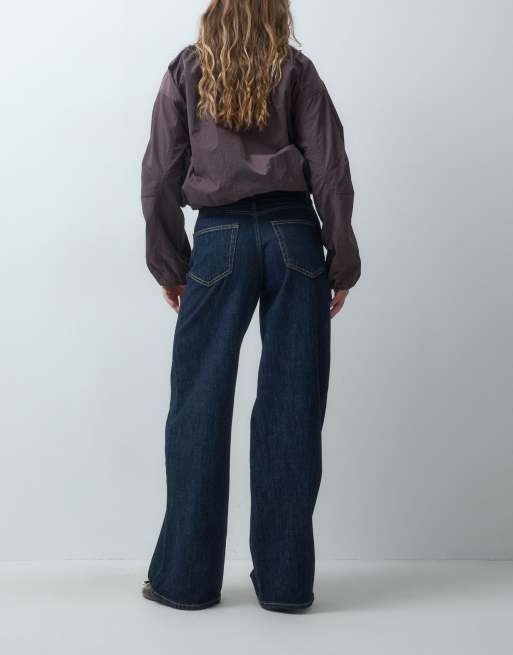 Vero Moda Vera mid rise loose tapered jeans in dark blue denim, 3 of 5