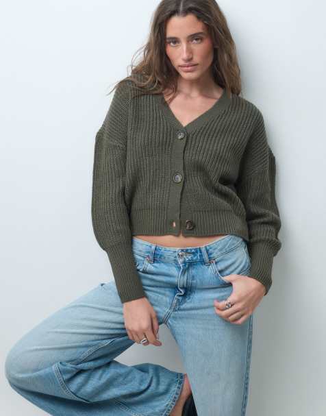 Vero Moda vest met knoopsluiting en ribstructuur in donkergroen - view 1