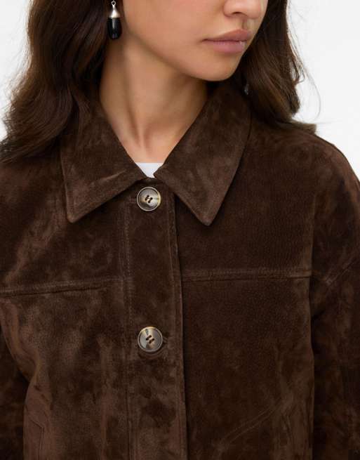 Vero Moda veste en daim marron chocolat, 4 de 5