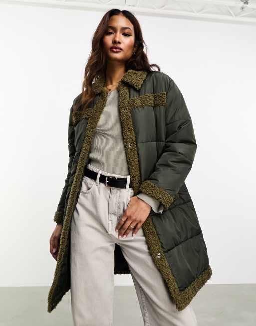 Vero Moda - Veste matelassée avec empiècements en imitation peau de ...