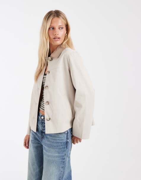 Vero Moda - Veste style barn jacket avec col contrastant - Avoine - view 1