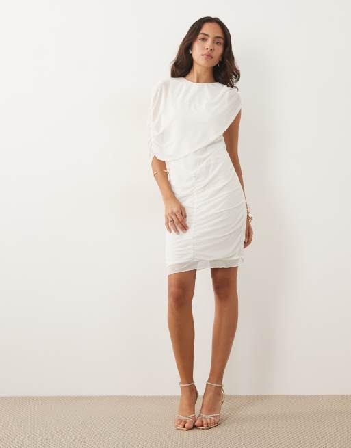 Vero Moda - Vestido largo blanco sin mangas con detalle fruncido de punto liso, 2 de 4