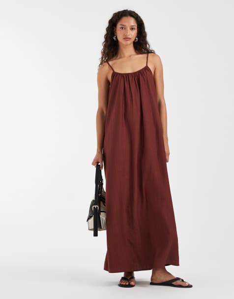 Vero Moda - Vestido largo rojo Andorra de tirantes y corte amplio de tejido texturizado efecto rugoso - view 1