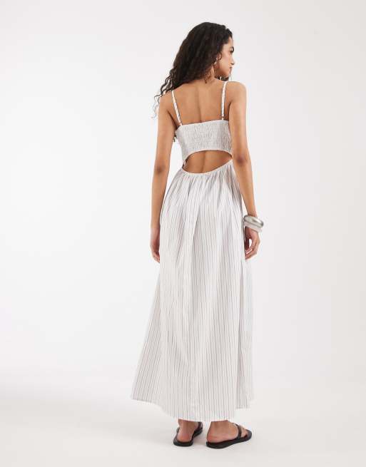 Vero Moda - Vestido midi blanco a rayas de tirantes, 2 de 4