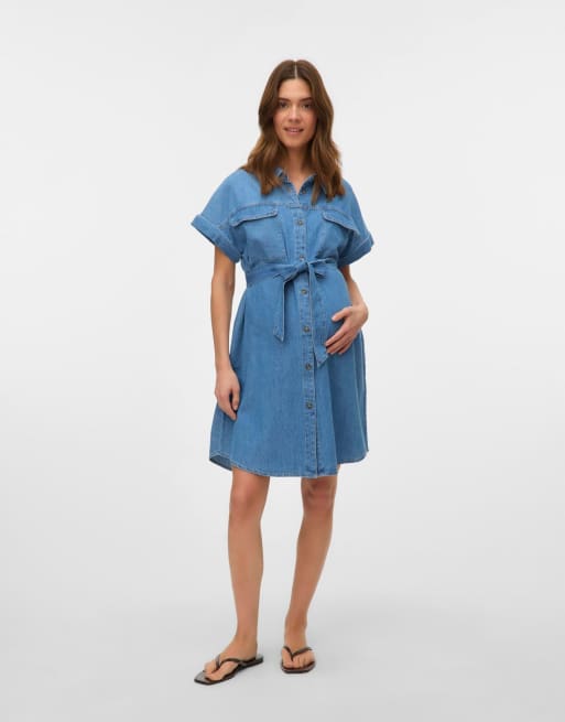 Vero Moda - Vestido vaquero premamá en denim azul medio, 3 de 7