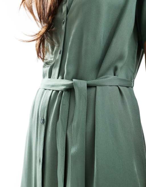 Vero Moda - Vestito camicia midi verde con cintura annodata, 2 di 4