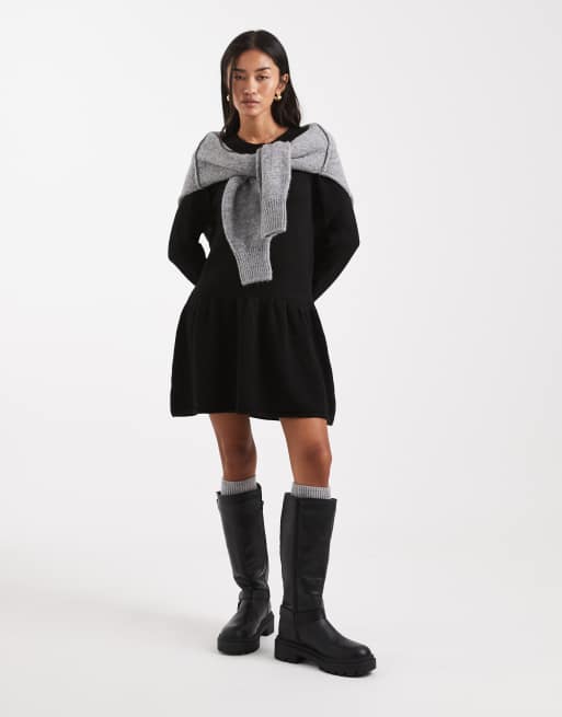 Vero Moda - Vestito corto in morbida maglia nero con bottoni sul davanti, 2 di 4