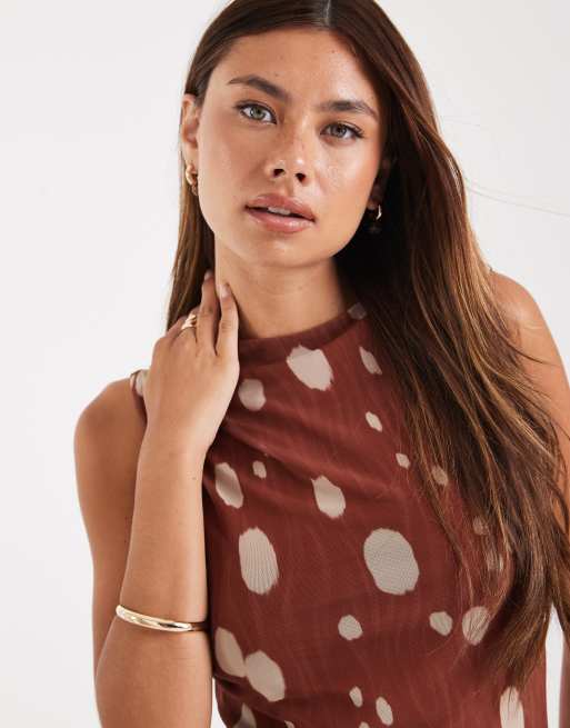 Vero Moda - Vestito corto senza maniche in rete con stampa effetto cervo e scollo a barchetta, 2 di 4