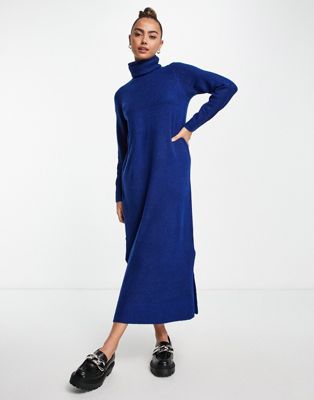 Vero Moda roll neck knitted maxi dress in cobalt  - ASOS Price Checker