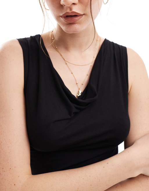 Vero Moda - Vestito lungo nero in jersey con spacco, 4 di 4
