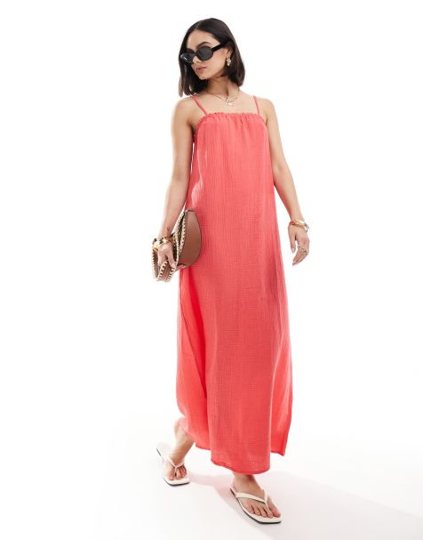 Vero Moda - Vestito lungo rosso papavero con spalline sottili - view 1
