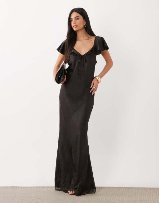 Vero Moda vestito maxi senza maniche con dettaglio annodato e pizzo, marrone cioccolato, 1 di 4