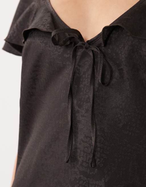 Vero Moda vestito maxi senza maniche con dettaglio annodato e pizzo, marrone cioccolato, 2 di 4