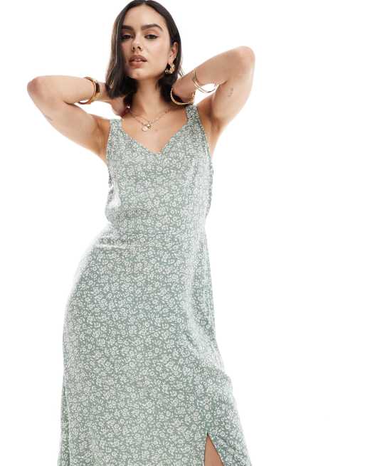 Vero Moda - Vestito midi a colonna verde salvia a fiori