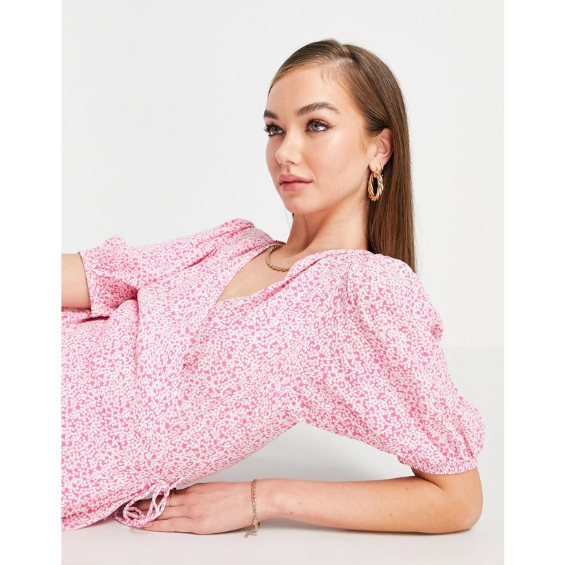 psYuB Donna Vero Moda - Vestito midi a portafoglio rosa a fiorellini