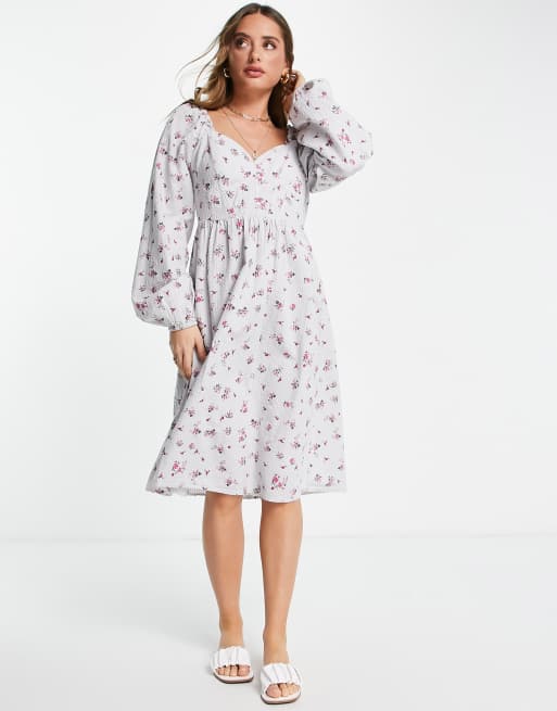 Vero Moda - Vestito midi con corsetto color pietra a fiori