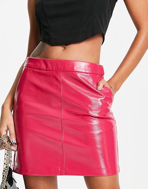 Womens Clothing Skirts Mini skirts ShuShu/Tong Satin Pink Jacquard Pleated Mini Skirt 