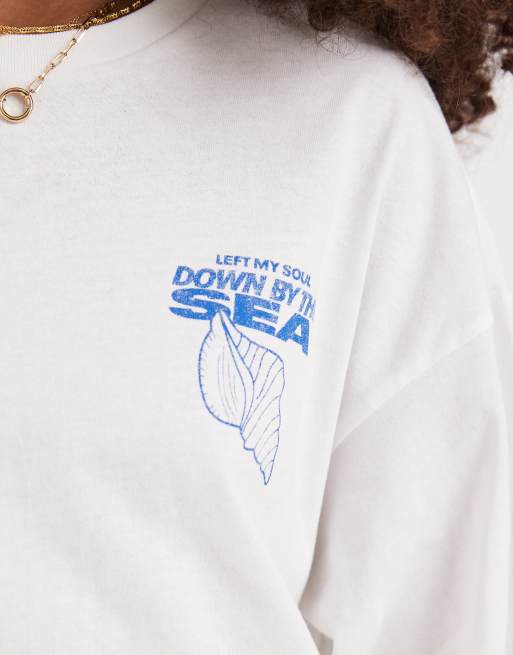 Vero Moda – Vit t-shirt i oversize med snäckskalstryck, 2 av 4