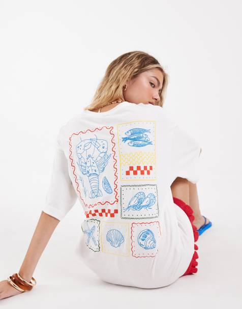 Vero Moda – Vit t-shirt i oversized fit med havstryck - view 1