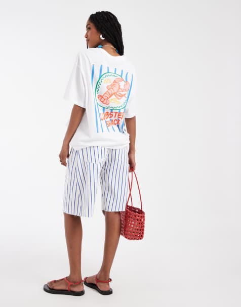 Vero Moda – Vit t-shirt i oversized fit med hummertryck - view 1