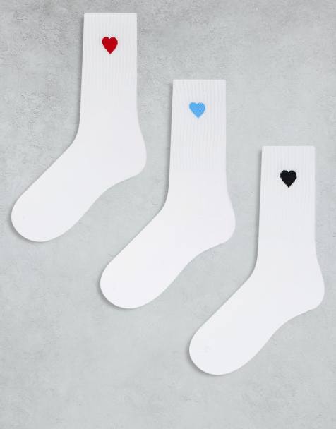 Vero Moda – Vita, ribbade strumpor med hjärtan, 3-pack - view 1