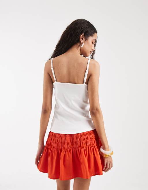 Vero Moda – Vitt linne med jordgubbstryck och axelband i jersey, 3 av 4