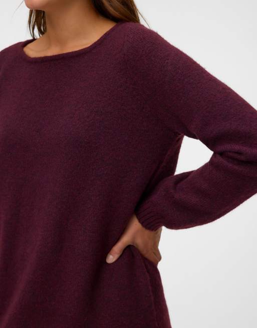 Vero Moda Viva Oversize-Minikleid mit U-Boot-Ausschnitt, langärmlig, in Rot, 4 von 5
