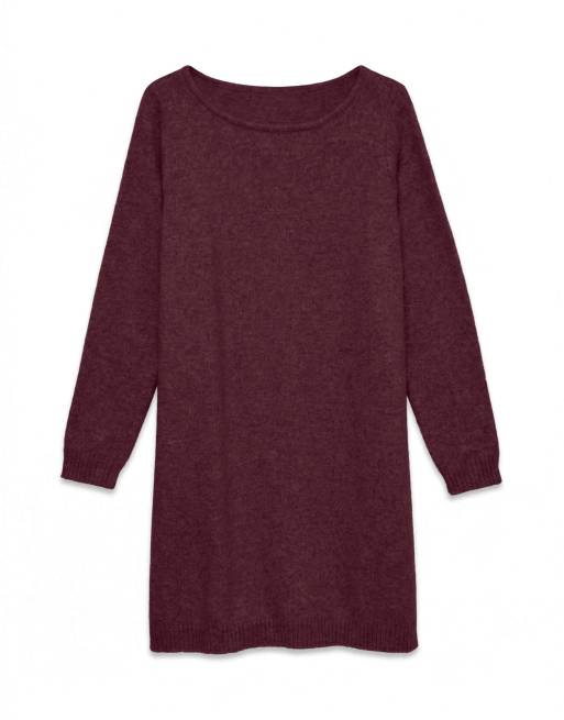 Vero Moda Viva vestito corto oversize a maniche lunghe con scollo a barchetta rosso, 5 di 5