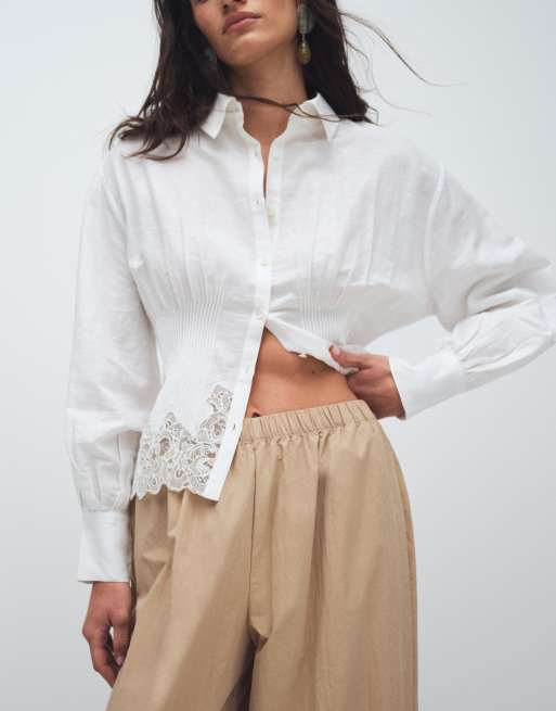 Vero Moda - Volumineuze broek met ballonpijpen en elastische taille in beige, 2 van 7