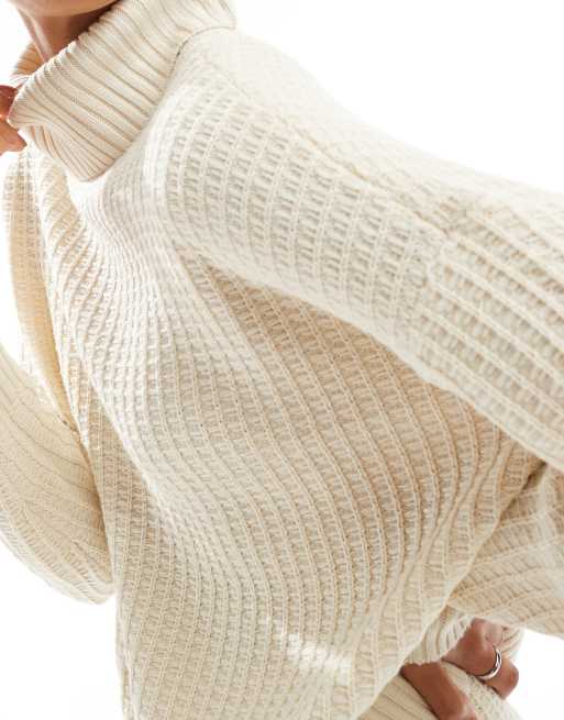 Vero Moda waffle texture rollneck sweater in cream - part of a set