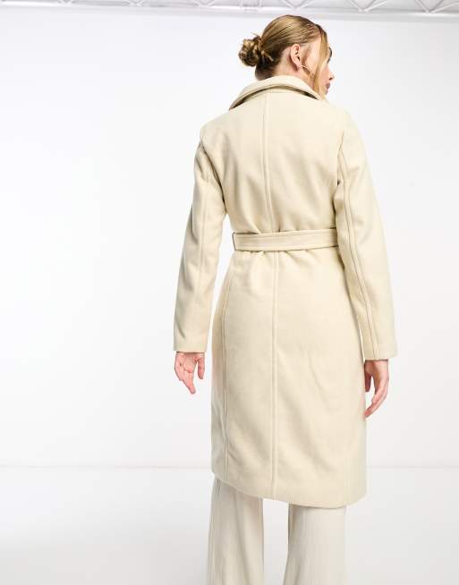 Asos design waterfall collar 2024 coat with tie belt