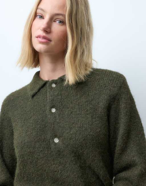 Vero Moda weicher Strickpullover mit Rollkragen in dunkelgrün meliert, 2 von 4