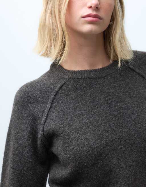 Vero Moda weiches Strick-Maxikleid mit Rundhalsausschnitt in schokobraun meliert, 4 von 4