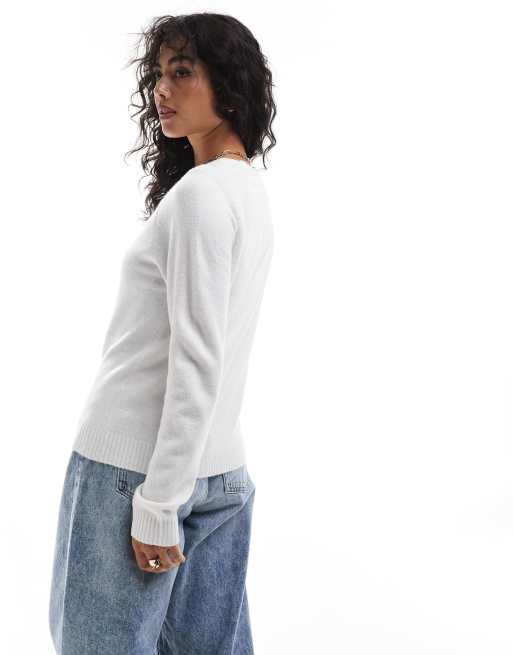 Vero Moda – Weißer Pullover mit Rundhalsausschnitt, 4 von 4