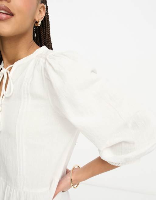 Vero Moda – Weißes Hängerkleid mit kurzer Länge und Spitzendetails, 4 von 4