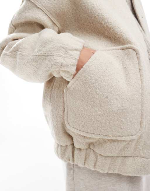 Vero Moda – Weit geschnittene Bomberjacke in Hellbeige mit Struktur, 3 von 4