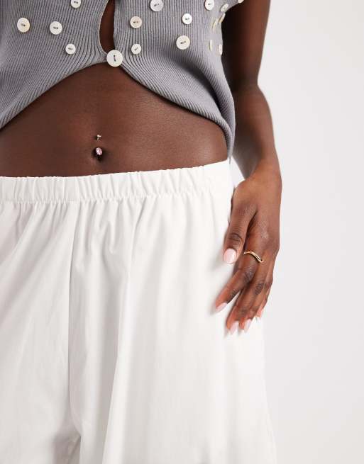 Vero Moda – Weite Ballonhose aus Popeline in Weiß, 4 von 5