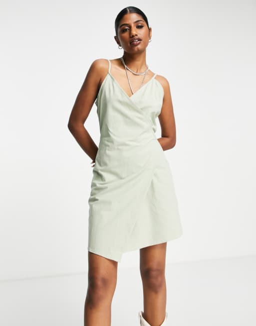 Vero Moda – Wickelkleid in Salbeigrün