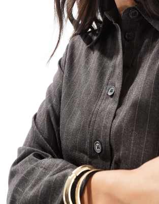 Vero Moda Wide Cuff Shirt In Gray