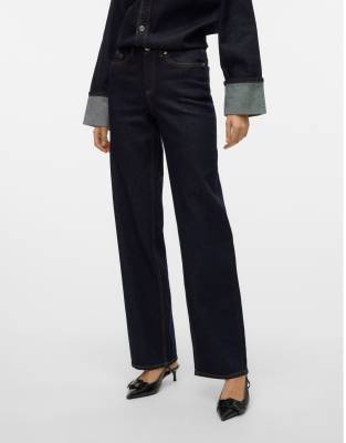 Vero Moda - Wide-Fit-Jeans aus Denim in Dunkelblau
