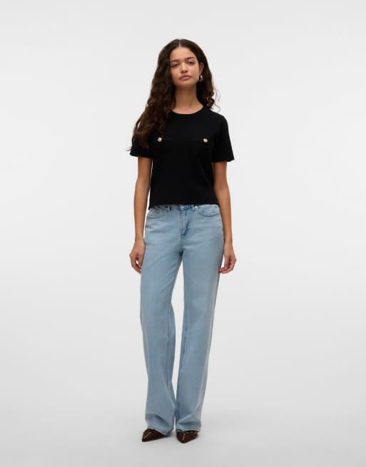 Vero Moda Wide-fit jeans in light blue denim, 3 of 7