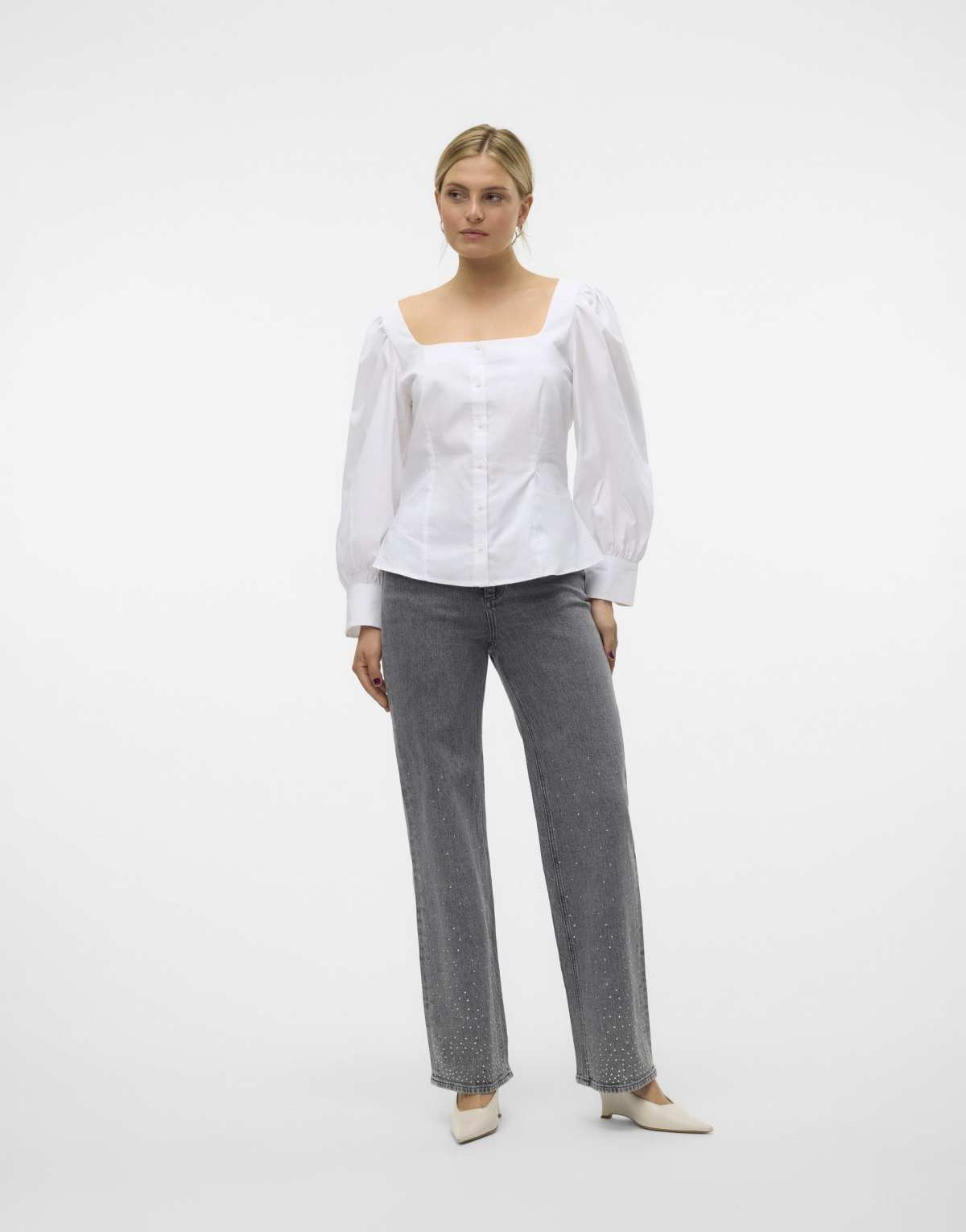 Vero Moda Wide-fit jeans in light grey denim
