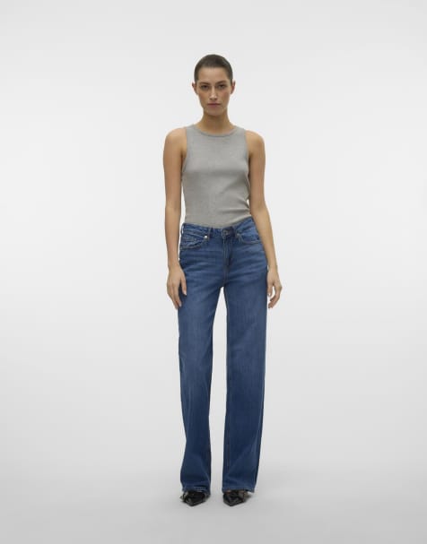 Vero Moda Wide fit jeans in medium blue denim - view 1
