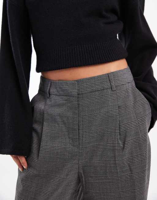 Vero Moda wide leg dad pants in grey melange check, 4 of 5