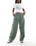 [Vero Moda] Vero Moda wide leg dad pants in khaki green XXS Green