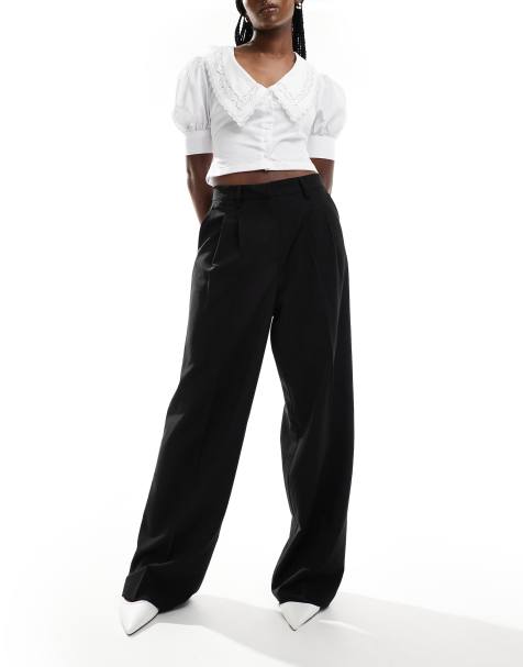 Vero Moda wide leg dad trousers in black