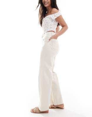 Shop Vero Moda Wide Leg Jeans With Front Pocket Detail
