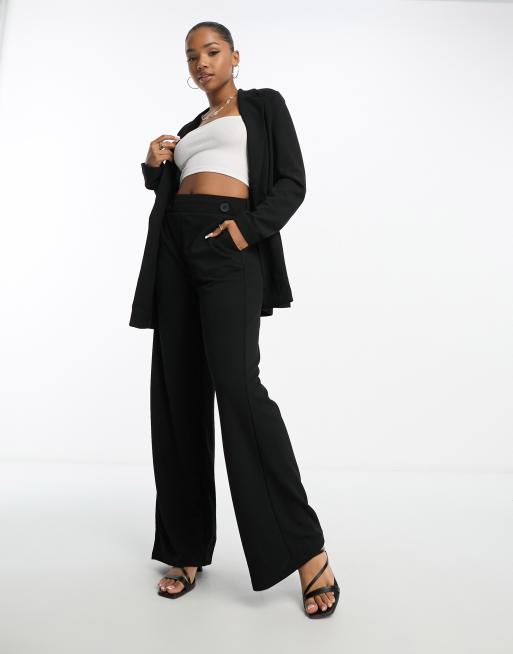 Black Stretch Jersey Wide Leg Trousers