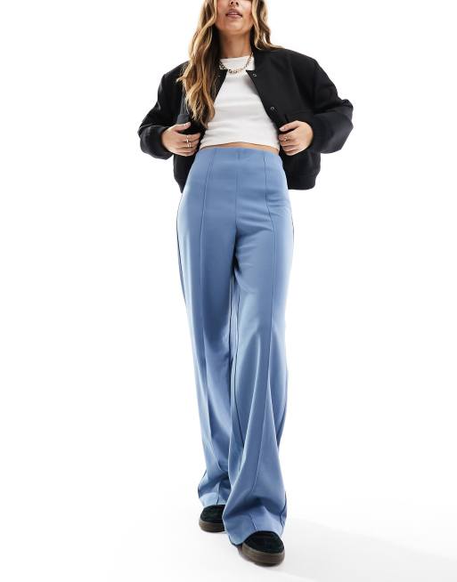 Vero Moda wide jersey pants in ASOS | blue leg